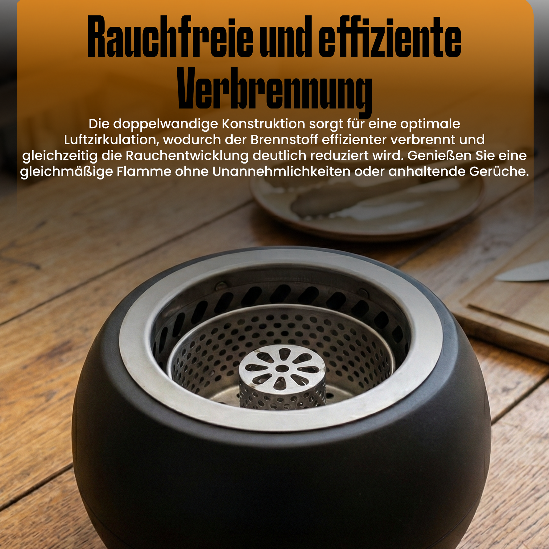 Tischfeuer Peluma Anwendung
